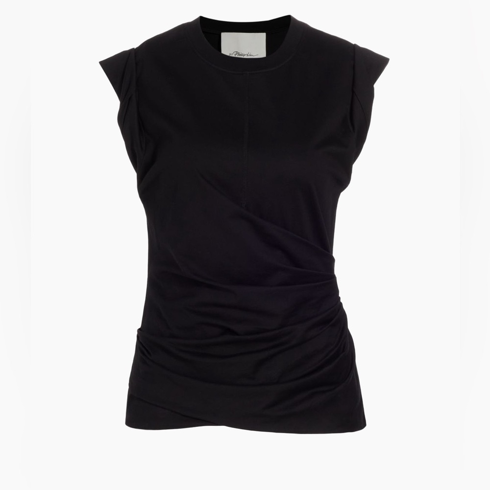 3.1 Phillip Lim Rolled Sleeve Draped Jersey Tank